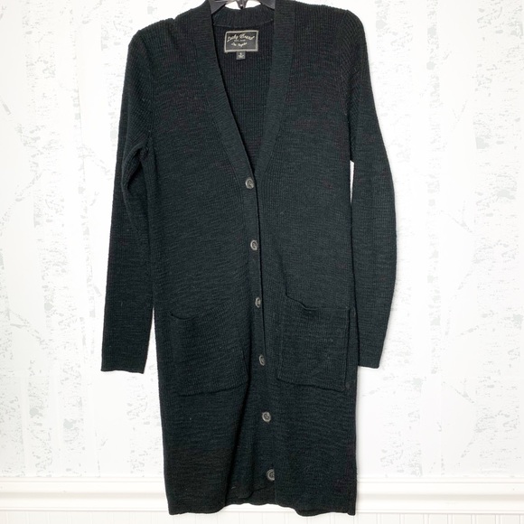 Lucky Brand Sweaters - Lucky Brand Long Black Knit Button Cardigan.